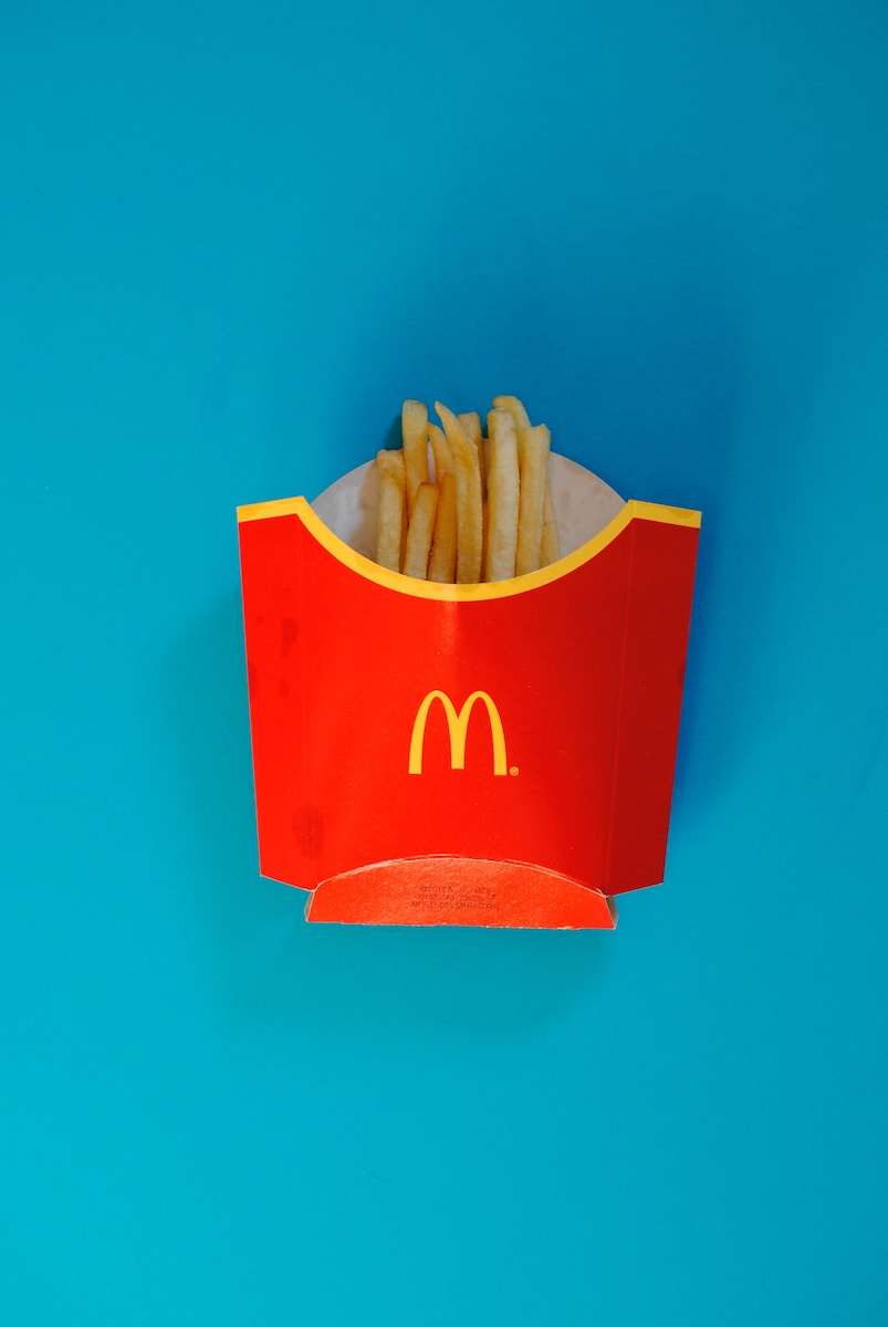 mcdonalds fries on red mcdonalds fries box